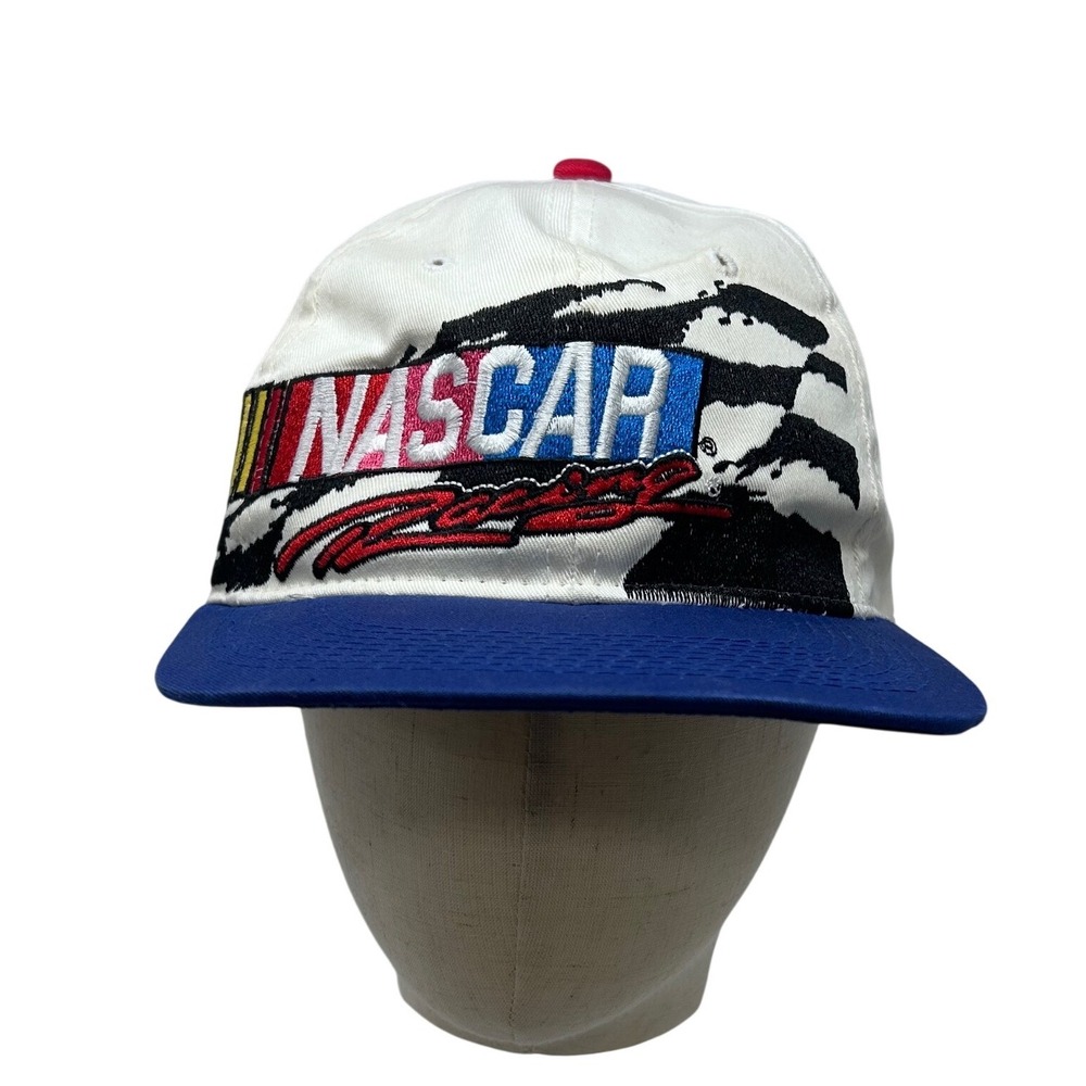 Vintage NASCAR Racing Chase Authentics Snapback Hat‎ White Blue Red Embroidered